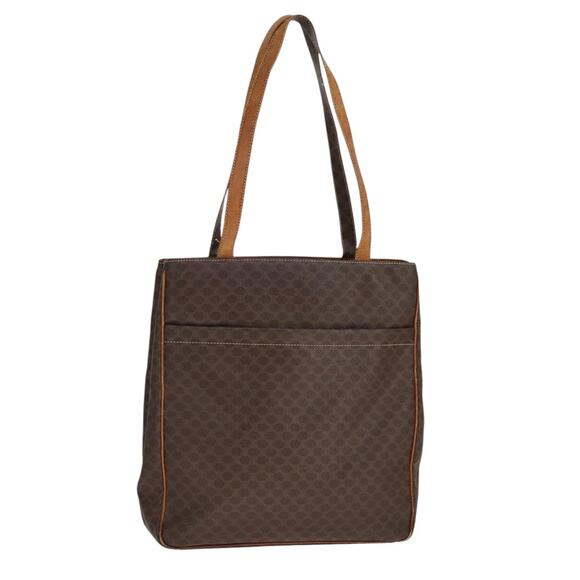 CELINE Macadam Canvas Tote Bag Pvc Brown Gold - Picture 1 of 16